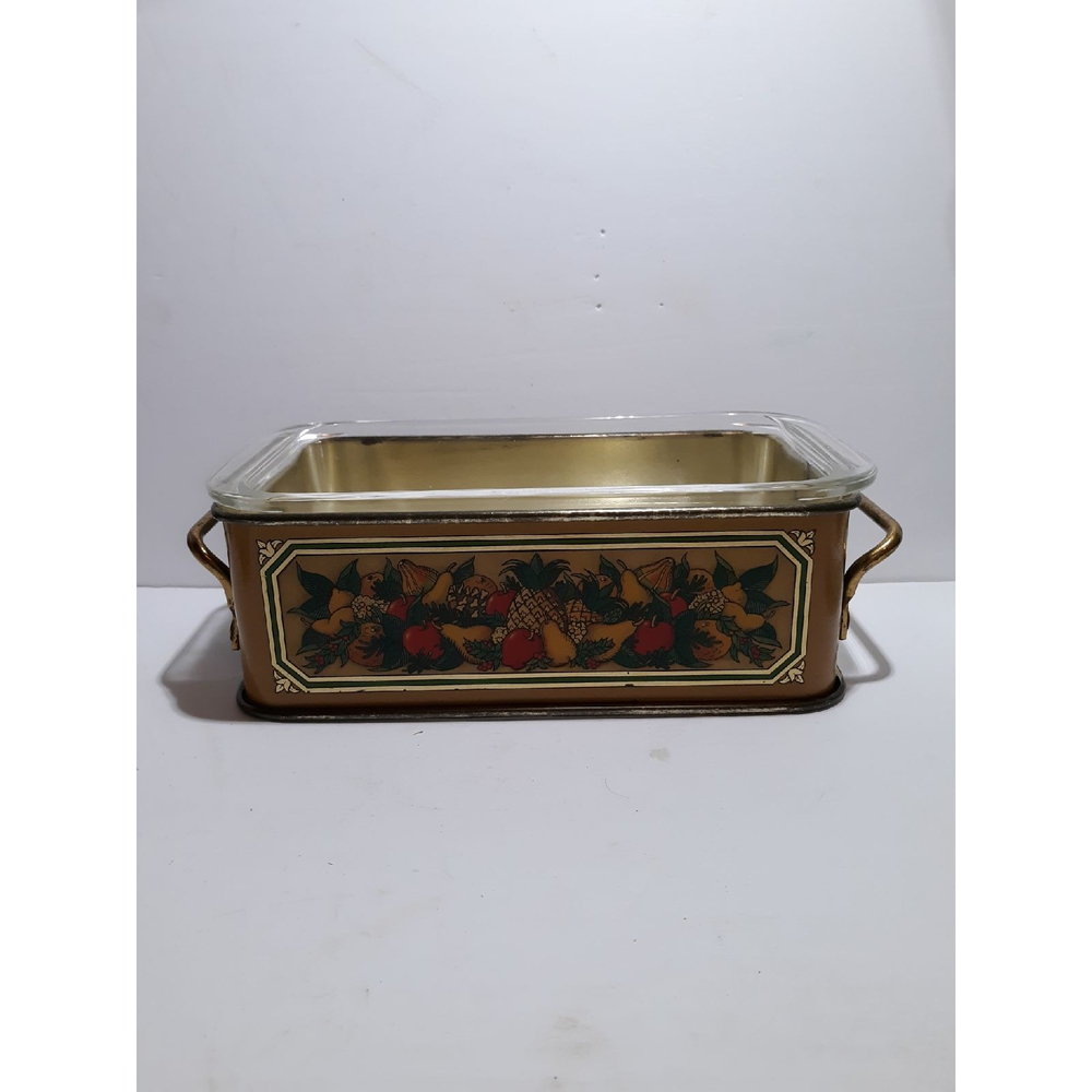 Vintage 1981 Teleflora metal Pyrex 213 loaf pan holder
